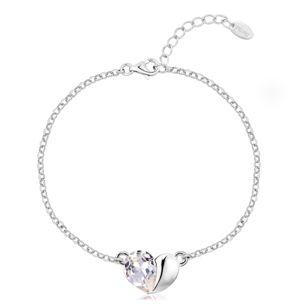 Pulsera Swarovski con Corazón color Blanco