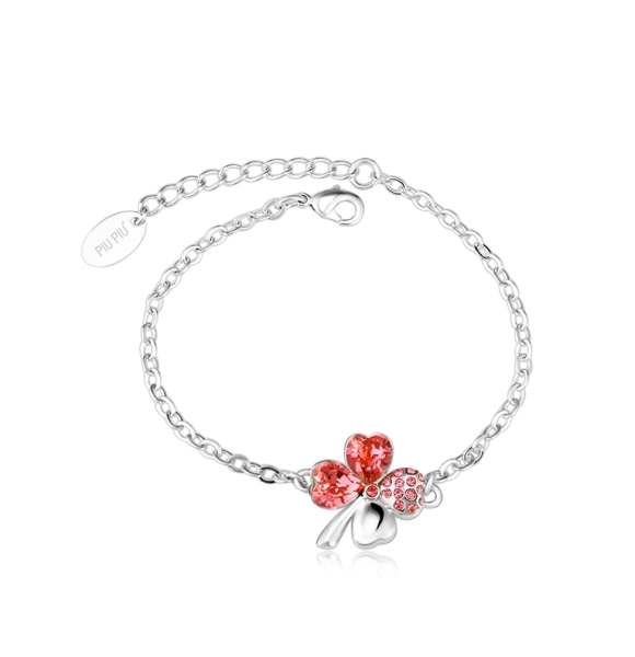 Pulsera de Cristal Austriaco con Trébol color Rojo