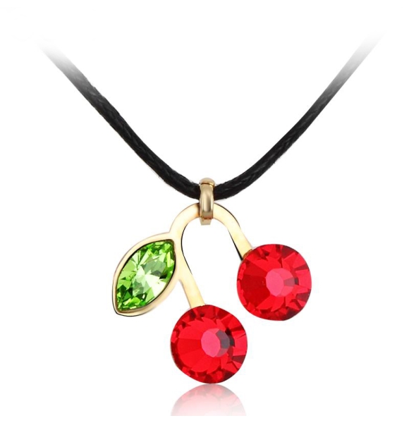 Collar Swarovski de Cerezas color Rojo