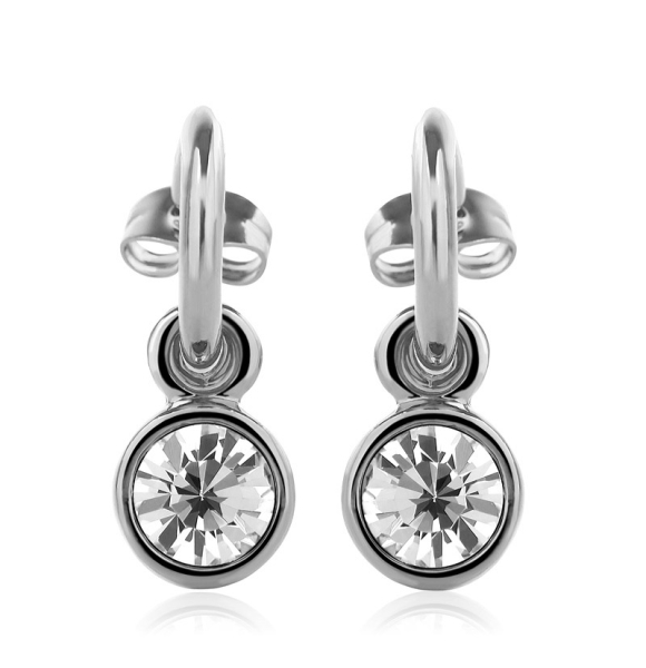 Round White Swarovski Crystal Earrings