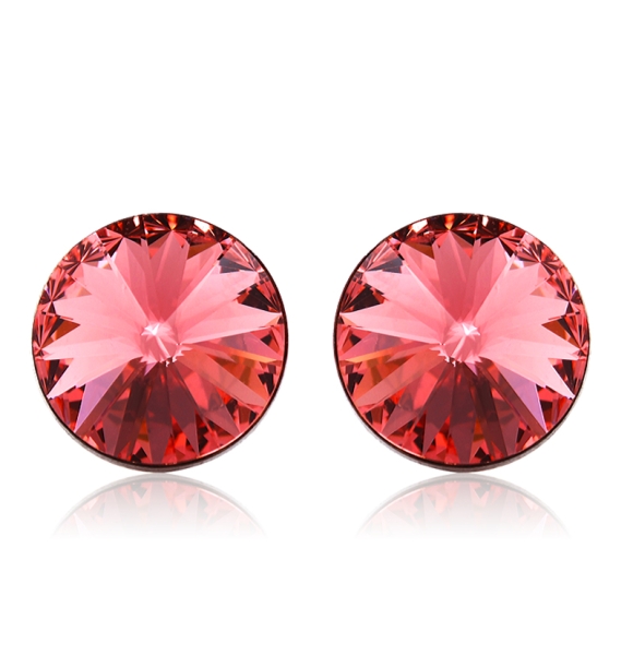 Aretes Solitarios de Color Rojo Fuego de Cristal Swarovski