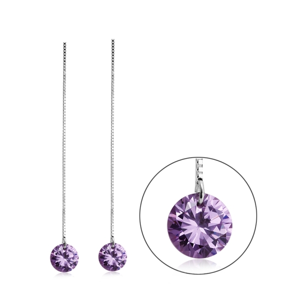 Aretes De Swarovski Con Plata 925 Color Morado