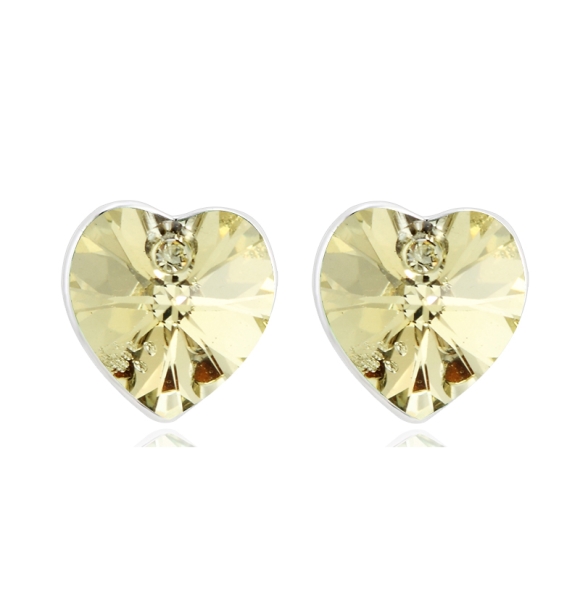 Hermosos Aretes de Cristal Swarovski Ambar Color En Forma de Corazón