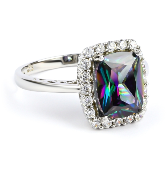 Anillo de Plata Fina 925 con Topacio Místico