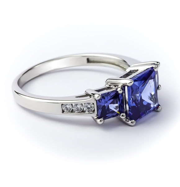 Anillo de 3 Piedras de Tanzanita Plata de Ley 925