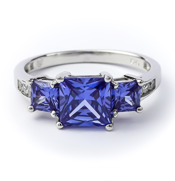 Anillo de 3 Piedras de Tanzanita Plata de Ley 925