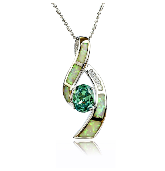 Dije con Alejandrita y Ópalo Australiano en Plata Fina .925