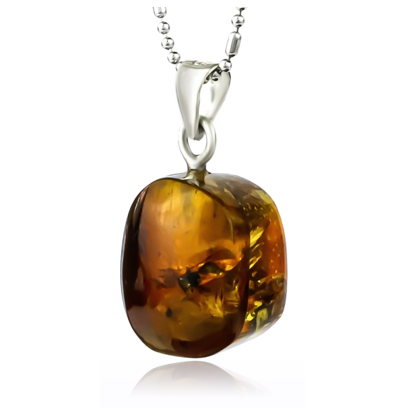 Dije de Ambar Natural Con Plata de Ley 20mm x 10mm