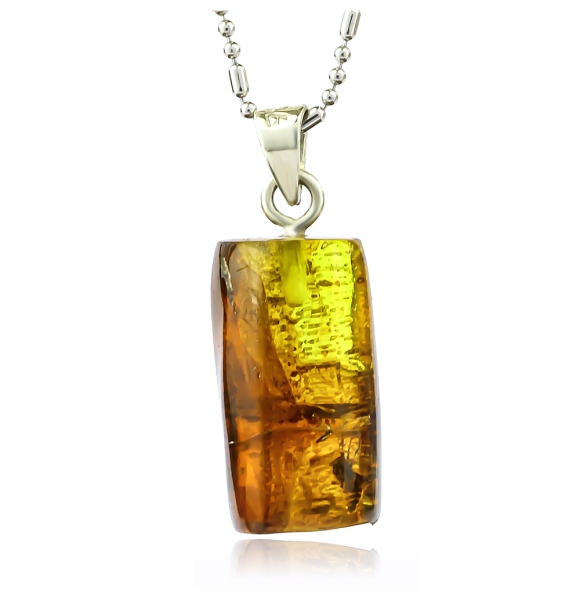Dije de Ambar Natural Con Plata de Ley 25mm x 10mm