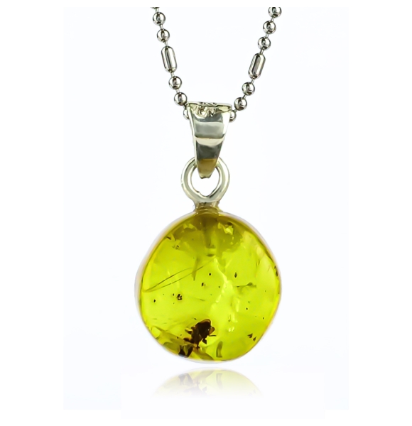 Dije de Ambar Natural Con Hormiga 20 mm x 9 mm