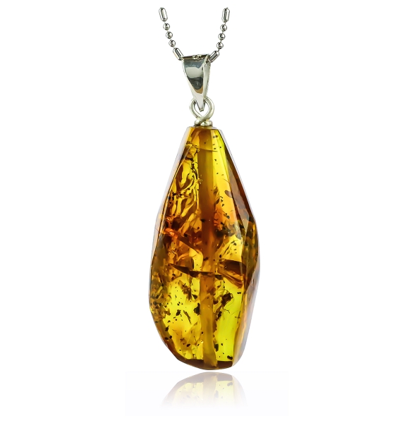 Dije de Ambar Amarillo Con Plata de Ley 45mm x 15mm