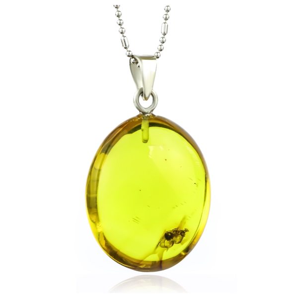 Dije de Ambar Natural Con Hormiga 32 mm x 20 mm