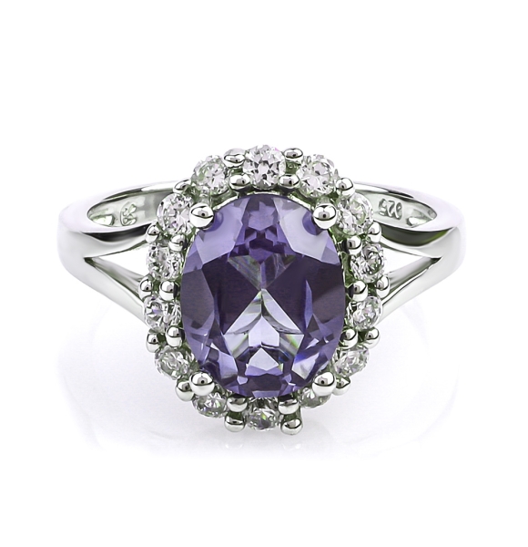 Anillo de Alejandrita en Plata de Ley .925 ( Azul/Morado )