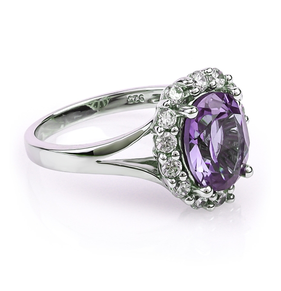 Anillo de Alejandrita en Plata de Ley .925 ( Azul/Morado )