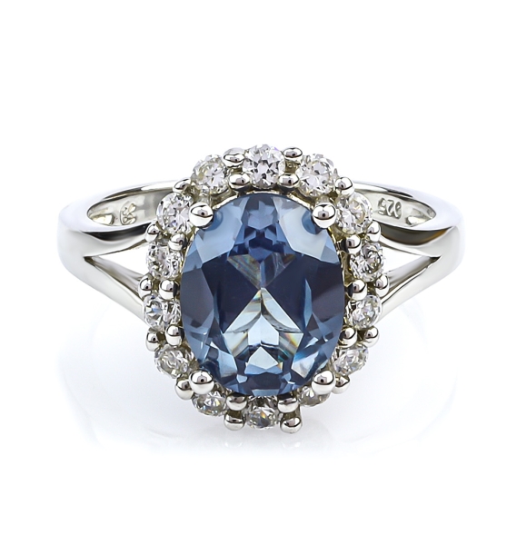 Anillo de Alejandrita en Plata de Ley .925 ( Azul/Morado )