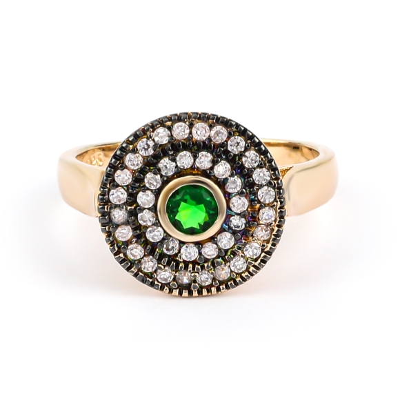 Anillo de Esmeralda Creada Con Baño de Oro