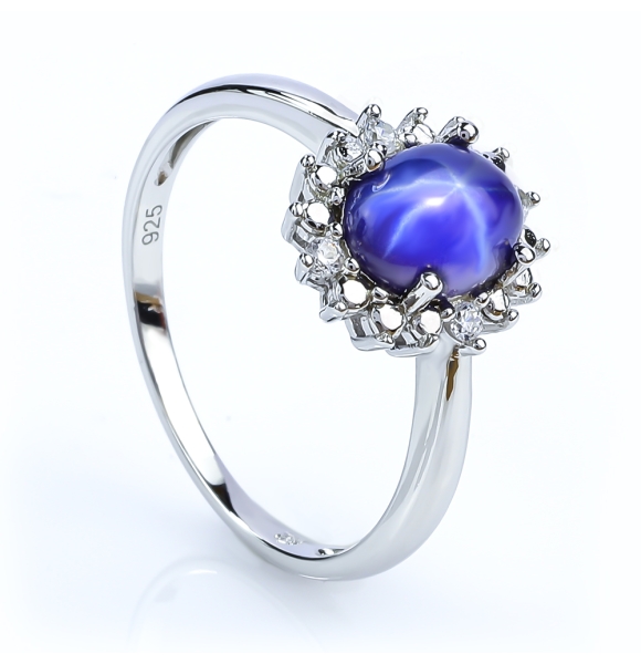 Anillo de Zafiro Estrella Azul Con Plata 925 Joyeria Fina