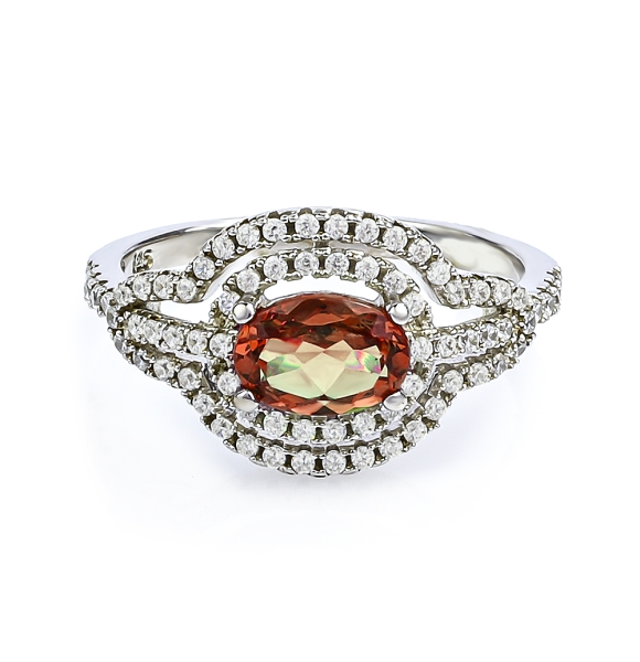 Anillo de Plata Fina .925 con Zultanita Bicolor