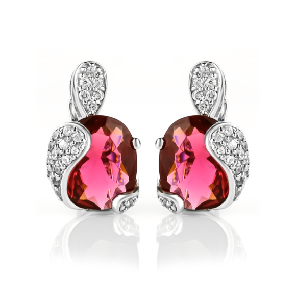 Aretes de Plata Fina .925 con Turmalina Rosa