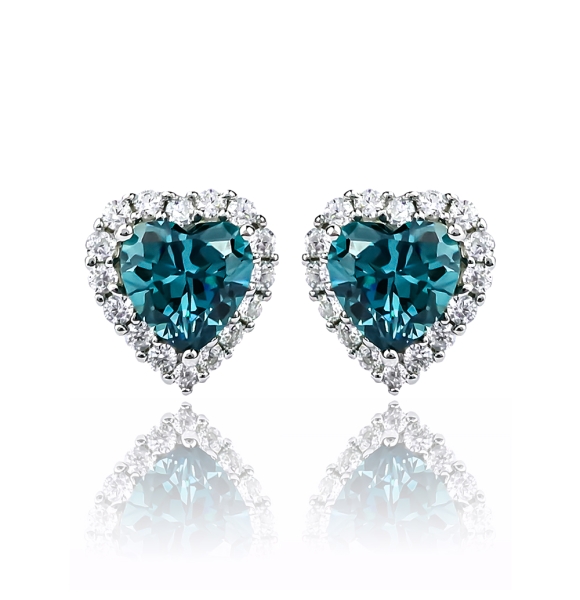 Aretes de Corazon con Alejandrita en Plata 925