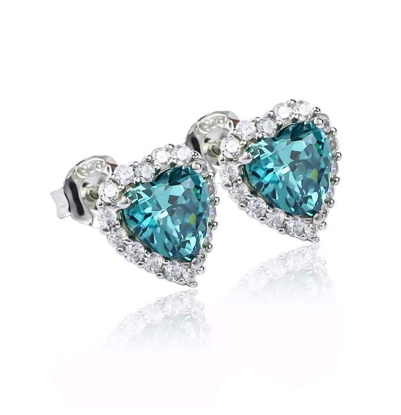 Aretes de Corazon con Alejandrita en Plata 925