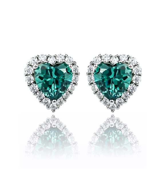 Aretes de Corazon con Alejandrita en Plata 925