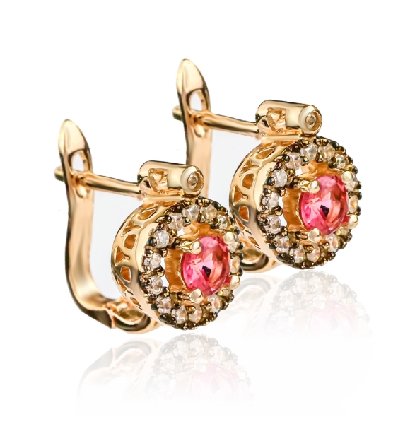 Aretes de Ruby Baño de Oro Rosa