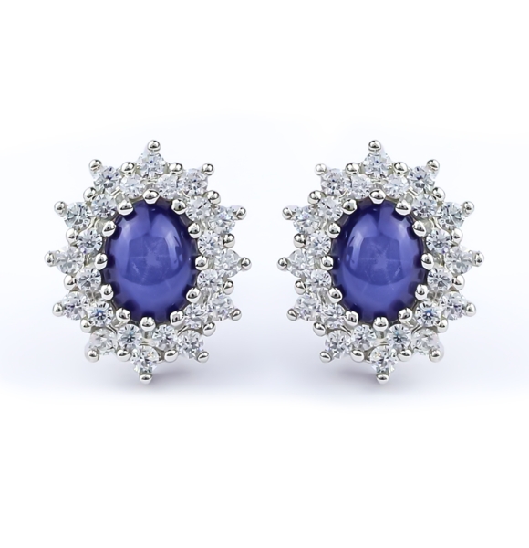 Aretes de Zafiro Estrella Con Plata de Ley 16 mm x 13 mm