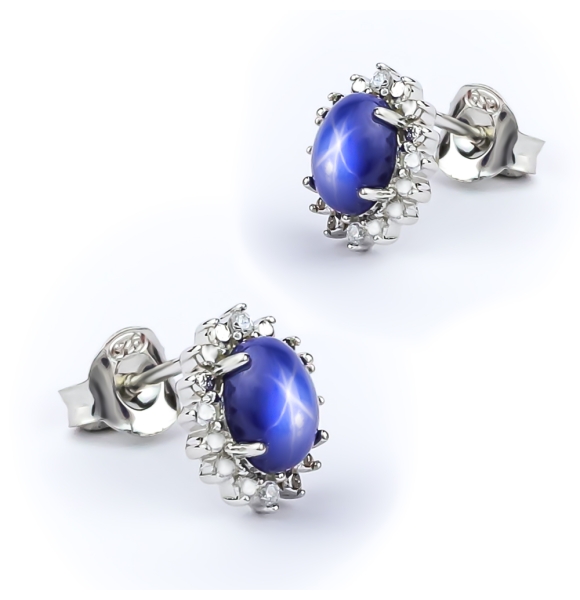 Aretes de Zafiro Estrella Con Plata de Ley