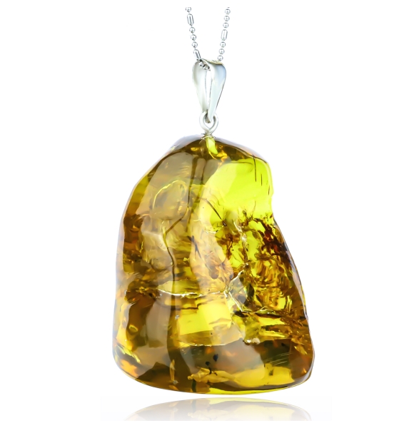 Ambar Gigante Dije de Plata