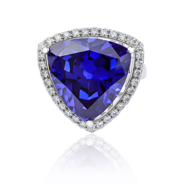 Anillo de Tanzanita Corte Trillante
