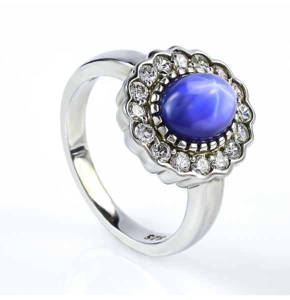 Anillo de Zafiro Estrella en Plata de Ley .925