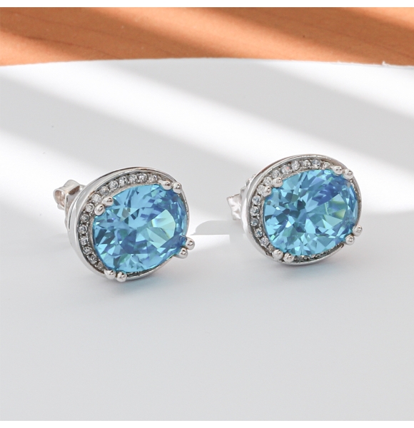 Aretes de Topacio Azul Plata .925