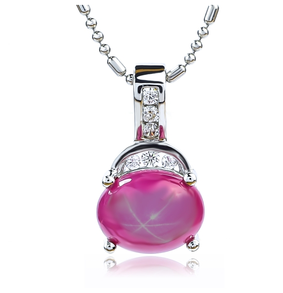 Collar de Plata 925 Con Rubí Estrella Rojo