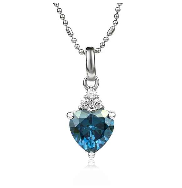 Colgante de Plata Corazón de Alejandrita Azul a Verde