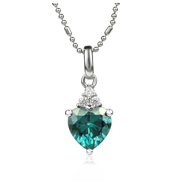 Colgante de Plata Corazón de Alejandrita Azul a Verde