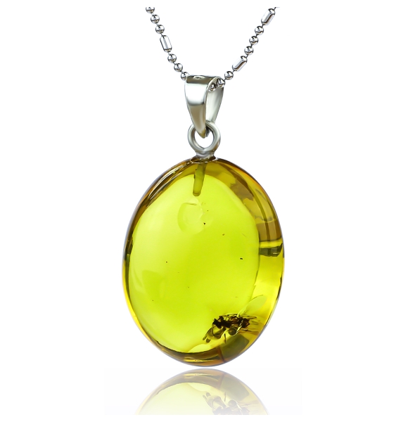 Dije de Ambar Natural Con Hormiga 32 mm x 20 mm