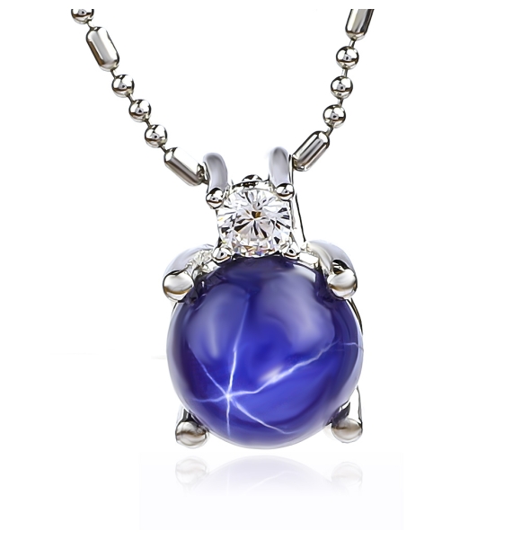 Collar de Zafiro Estrella Con Plata Solitario