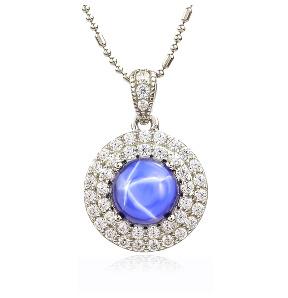 Collar de Zafiro Estrella Azul Con Diamantes Simulados