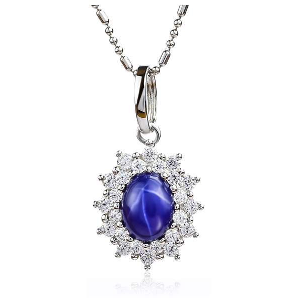 Collar de Plata Con Zafiro Estrella Azul