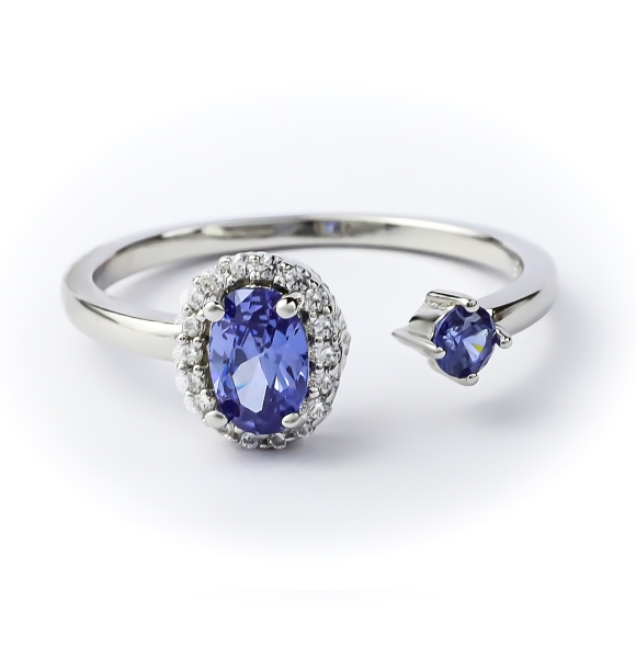 Hermoso Anillo de Doble Tanzanita en Plata de Ley 925