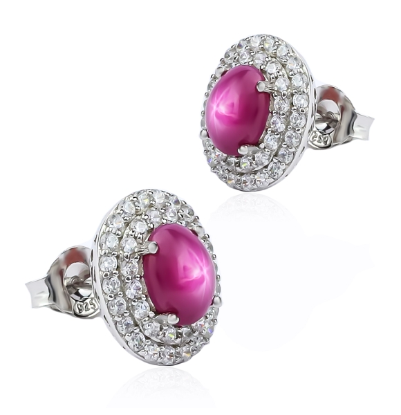 Aretes de Rubí Estrella Con Plata de Ley 15 mm x 13 mm