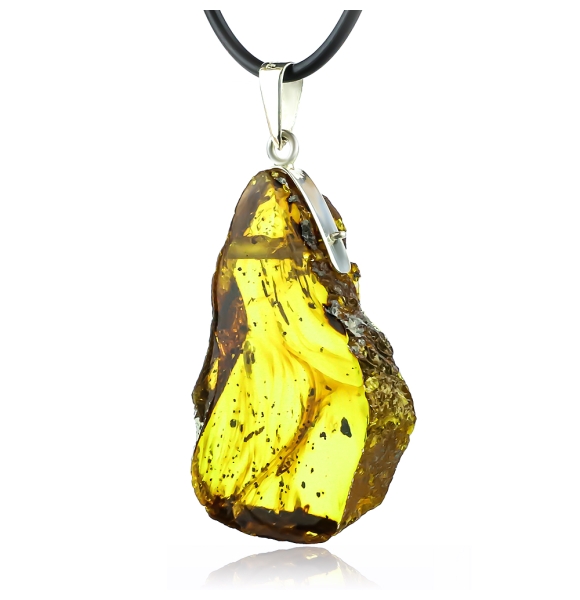 Huge Natural Amber Silver Pendant