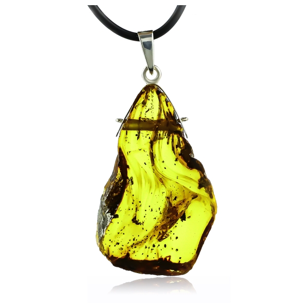 Huge Natural Amber Silver Pendant
