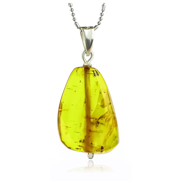 Dije de Ambar Amarillo Con Plata de Ley