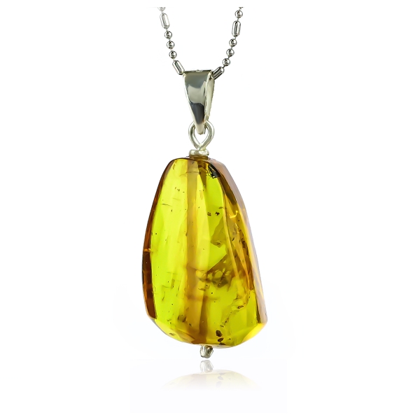Dije de Ambar Amarillo Con Plata de Ley