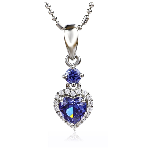 Colgante de Tanzanita Forma de Corazon Plata de Ley