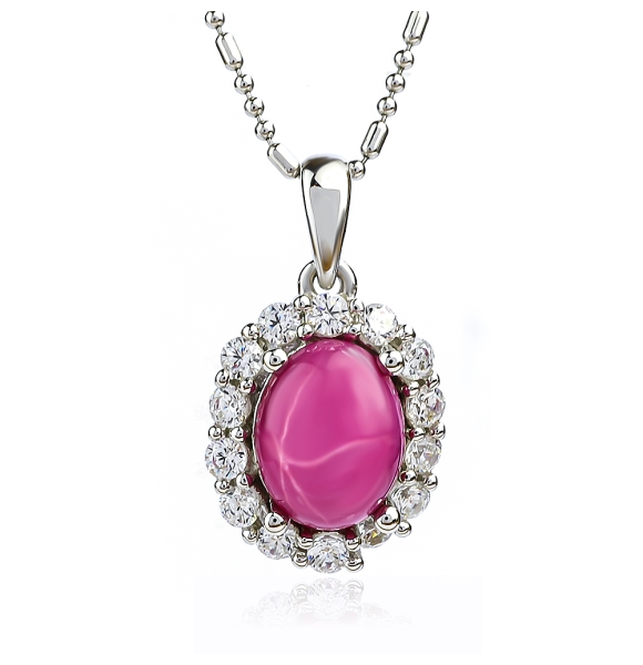 Collar de Rubí Estrella Rojo Con Plata