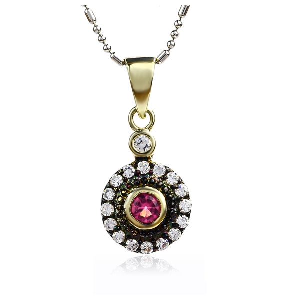 Dije de Plata Y Baño de Oro Rosa Fina Con Ruby