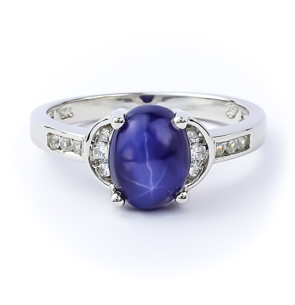 Anillo de Zafiro Estrella Con Plata 925